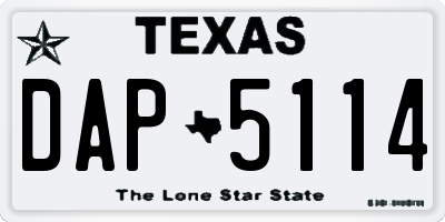 TX license plate DAP5114