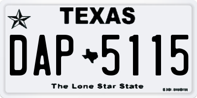 TX license plate DAP5115