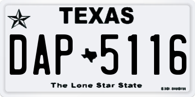 TX license plate DAP5116