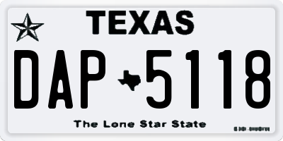 TX license plate DAP5118