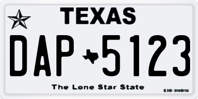 TX license plate DAP5123