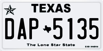 TX license plate DAP5135