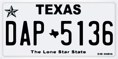 TX license plate DAP5136