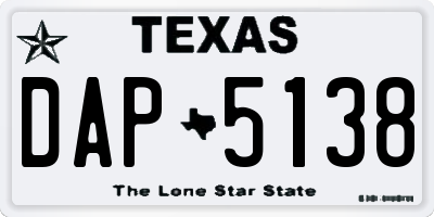 TX license plate DAP5138