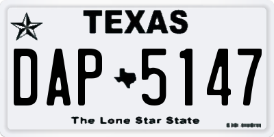 TX license plate DAP5147