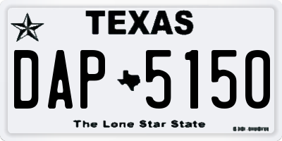 TX license plate DAP5150