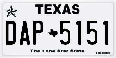 TX license plate DAP5151