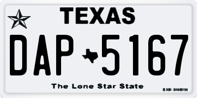 TX license plate DAP5167