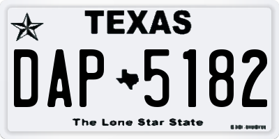 TX license plate DAP5182