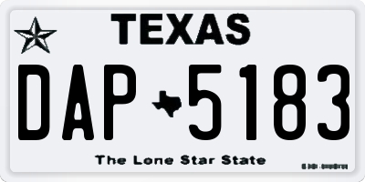 TX license plate DAP5183