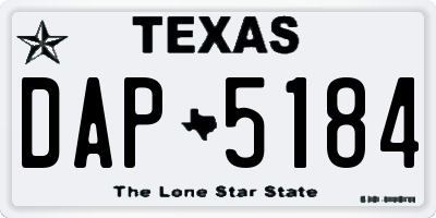 TX license plate DAP5184