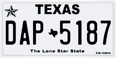 TX license plate DAP5187