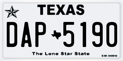 TX license plate DAP5190