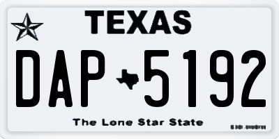 TX license plate DAP5192