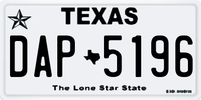 TX license plate DAP5196