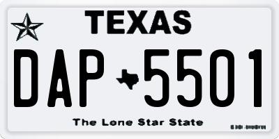 TX license plate DAP5501