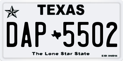 TX license plate DAP5502