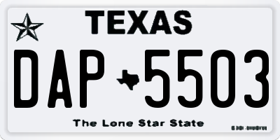 TX license plate DAP5503