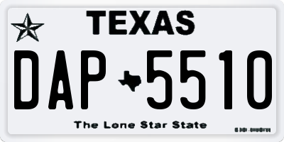 TX license plate DAP5510