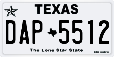 TX license plate DAP5512