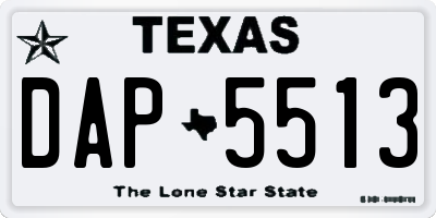 TX license plate DAP5513