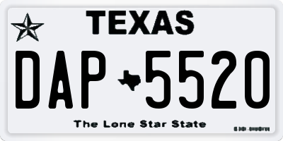 TX license plate DAP5520