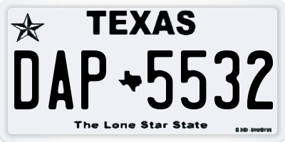 TX license plate DAP5532