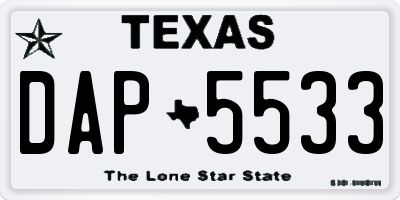 TX license plate DAP5533