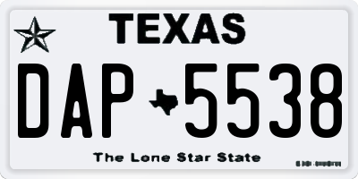 TX license plate DAP5538
