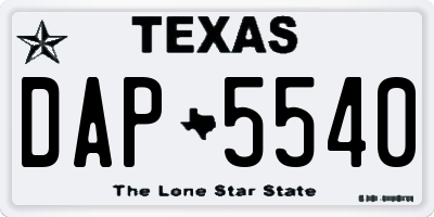 TX license plate DAP5540