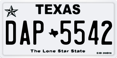 TX license plate DAP5542