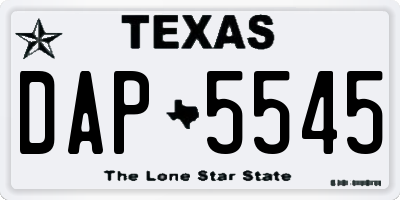TX license plate DAP5545