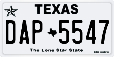 TX license plate DAP5547