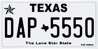 TX license plate DAP5550