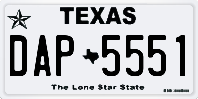 TX license plate DAP5551