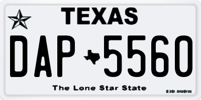 TX license plate DAP5560