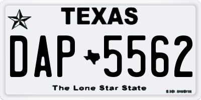 TX license plate DAP5562