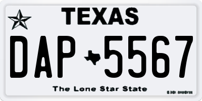 TX license plate DAP5567