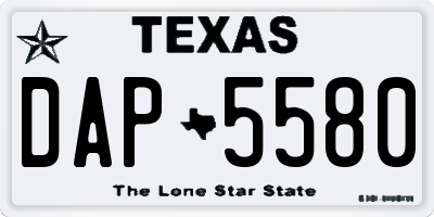 TX license plate DAP5580