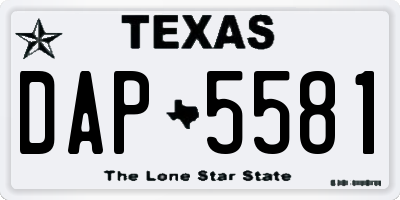 TX license plate DAP5581
