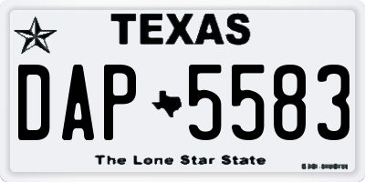 TX license plate DAP5583