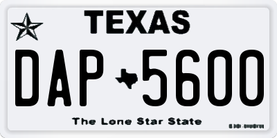 TX license plate DAP5600