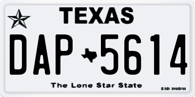 TX license plate DAP5614