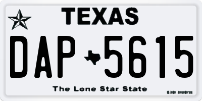 TX license plate DAP5615