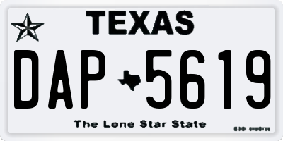 TX license plate DAP5619