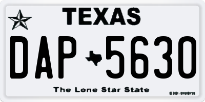 TX license plate DAP5630