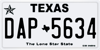 TX license plate DAP5634