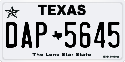 TX license plate DAP5645