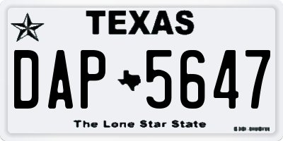 TX license plate DAP5647