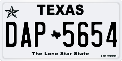 TX license plate DAP5654